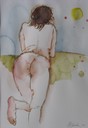 jeune femme nue, vue de dos, dessin aquarelle '10