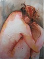 femme nue vulnerable '09 aquarelle 51x70cm