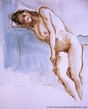 femme nu debout 0\'6 aquarelle 40/50cm
